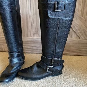 Enzo Angiolini riding boots black pebbled leather